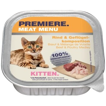 PREMIERE Meat Menu Kitten Rind & Geflügelkomposition 16x100 G